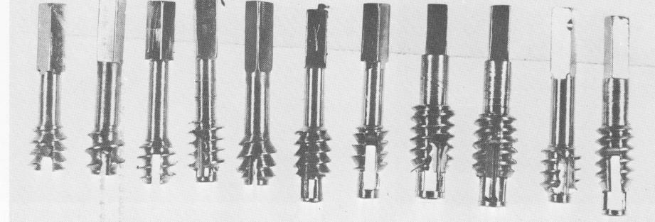 2 Variations in Linkow`s self-tapping vent-plant endosseous implant
