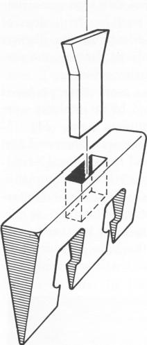 3 Rectangular slip in shaft post over mandibular blade implant body